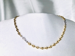Colar em Ouro 18k, Ouro Branco e Diamante