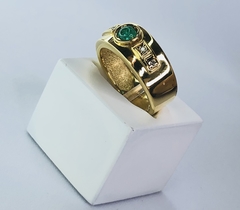 Anel em Ouro 18K, Esmeralda e Diamantes