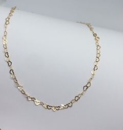 Colar de Corrente e Coração Vazado em Ouro 18k