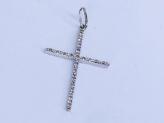 Pingente de Cruz em Ouro Branco e Diamantes - comprar online