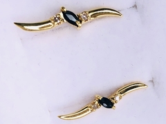 Brinco em Ouro 18k, Safira e Diamantes
