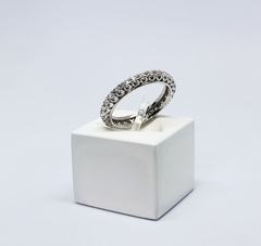 Anel Aliança em Ouro Branco e Diamante - loja online
