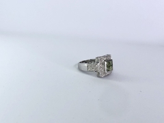 Imagem do Anel em Ouro Branco, Diamante e Turmalina