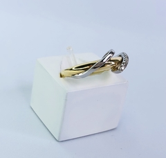 Anel em Ouro 18k com Detalhe em Ouro Branco e Diamantes - loja online