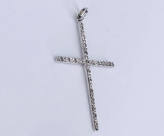 Pingente de Cruz em Ouro Branco e Diamantes