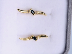 Brinco em Ouro 18k, Safira e Diamantes - Jolig | Joias de alta qualidade em ouro 18k, prata e pedras preciosas desde 1991