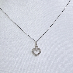 Pingente de Coração em Ouro Branco e Diamante - comprar online
