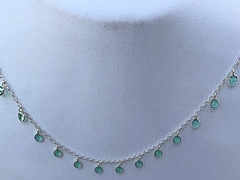 Corrente Prata Gargantilha Zircone Verde na internet