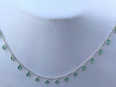 Corrente Prata Gargantilha Zircone Verde - loja online