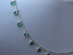 Corrente Prata Gargantilha Zircone Verde - comprar online