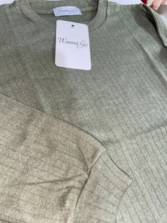 Buzo lanilla bastonada verde olivo - comprar online