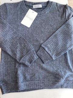 Buzo lanilla bastonada gris topo