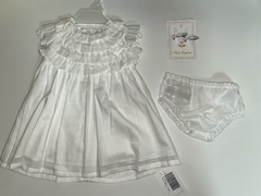 Vestido de gasa blanco, con bombacha
