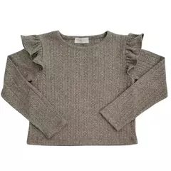 Blusa tejida elastizada labrada con volados