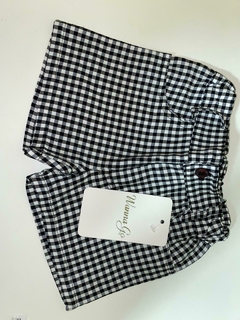 Short de tela a cuadrille negro y blanco - comprar online