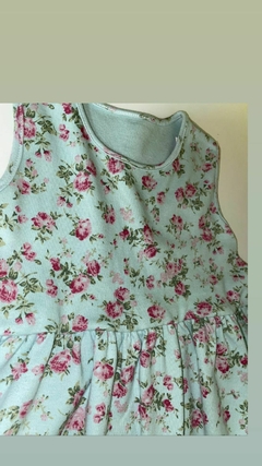 Vestido de algodón con fonde verde agua y liberty - comprar online