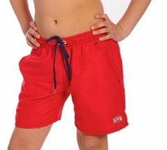 Short de baño rojo liso