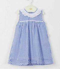 Vestido Volado cuadrille azul