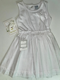 Vestido combinado de algodón y plumeti. 18/24 meses.