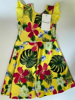 Vestido microfibra flores grandes