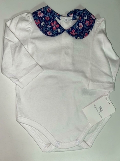 Body cuello camisa con florcitas violeta
