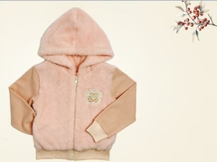 Campera de piel combinada con bordado