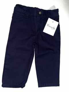 Pantalon azul de gabardina. Mini bebe