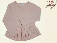 Remera en jersey gamuzado con volados y detalles en lurex - comprar online
