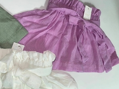 Falda de gasa de algodón con volado y lazo en internet