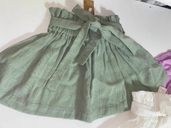 Falda de gasa de algodón con volado y lazo - comprar online