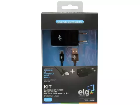 Carregador universal de parede com cabo micro USB ELG KT510 - ELG