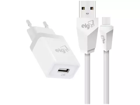 Carregador de Parede Carga Rápida Universal USB - com Cabo USB-C 1m Elg Evolution KTC10W