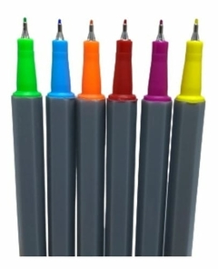 CANETA FINELINER NEON 0.4 BRW C/ 6 CORES - Papelaria Papper Pink