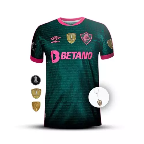 Camisa Fluminense Cartola III 23/24 Masculino Torcedor - Grená e Rosa + Brinde