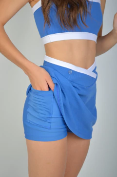 Falda con calza Malibú - Celeste con blanco - arena & co