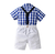 Conjunto camisa azul cuadros short blanco - comprar en línea