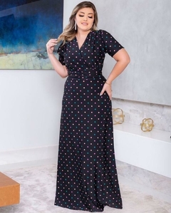 Vestido Poá Colorido Decote Em V