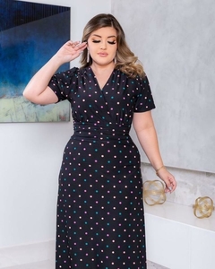 Vestido Poá Colorido Decote Em V - comprar online