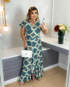 Vestido Bege Estampado
