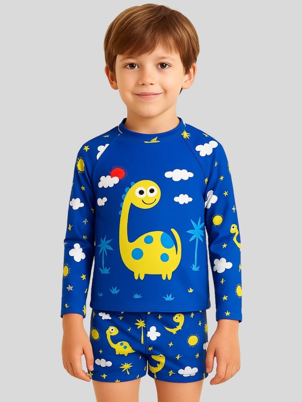 Conjunto 2 Peça Menino Camiseta Proteção Uv 50 Sunga Boxe Bo