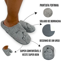 Imagem do Pantufa Chinelo Pelucia Solado Borracha Unissex Fofinha Frio
