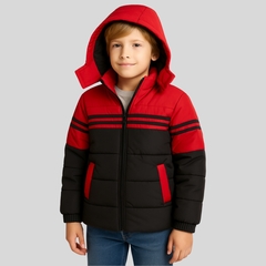 Jaqueta Infantil Masculina Flanelada Com Capuz E Punho Ajust