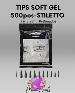 Soft gel Stiletto 500pcs Prelimados - Paris night