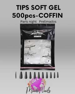 Soft gel Coffin bolsa 500pcs Prelimados - Paris night