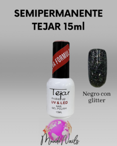 Esmalte semipermanente Negro con glitter - Tejar 15ml