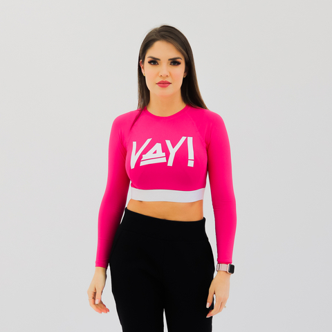 CROPPED MANGA LONGA EM RASH GUARD - ROSA