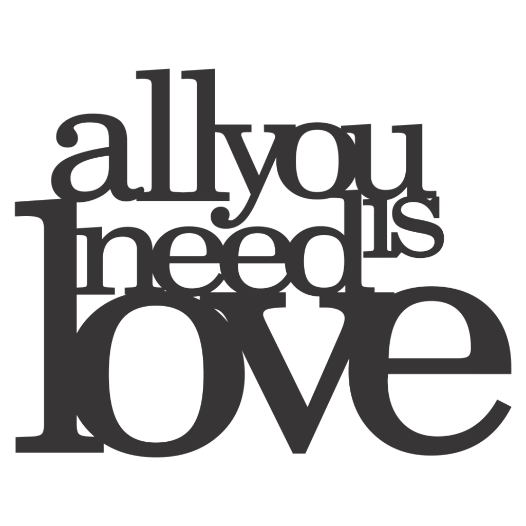 All you need is love en color negro 42cmx32,8cm