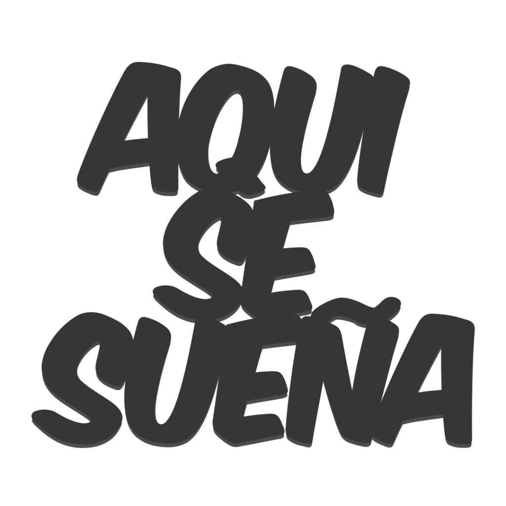 Aquí se sueña de madera en color negro 19,7cmx17cm