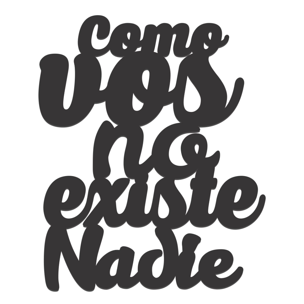 Como vos no existe Nadie de madera en color negro 18cmx14,8cm