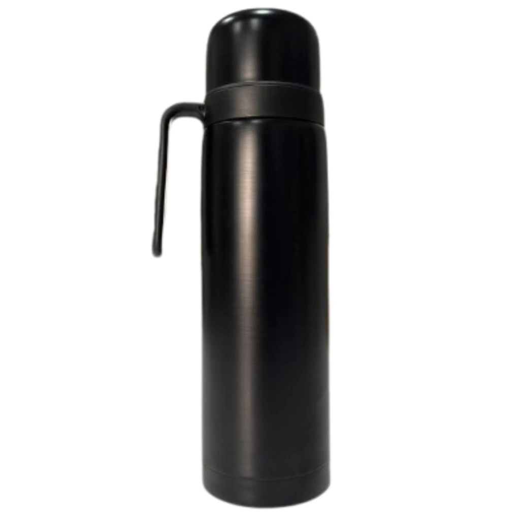 Termo acero negro media manija de 1L con GRABADO PERSONALIZADO DE REGALO